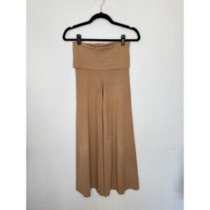 Bohemian Folk Wide Leg Pants Leggings Fold Over Waist Hem o& Cotton XS 1B